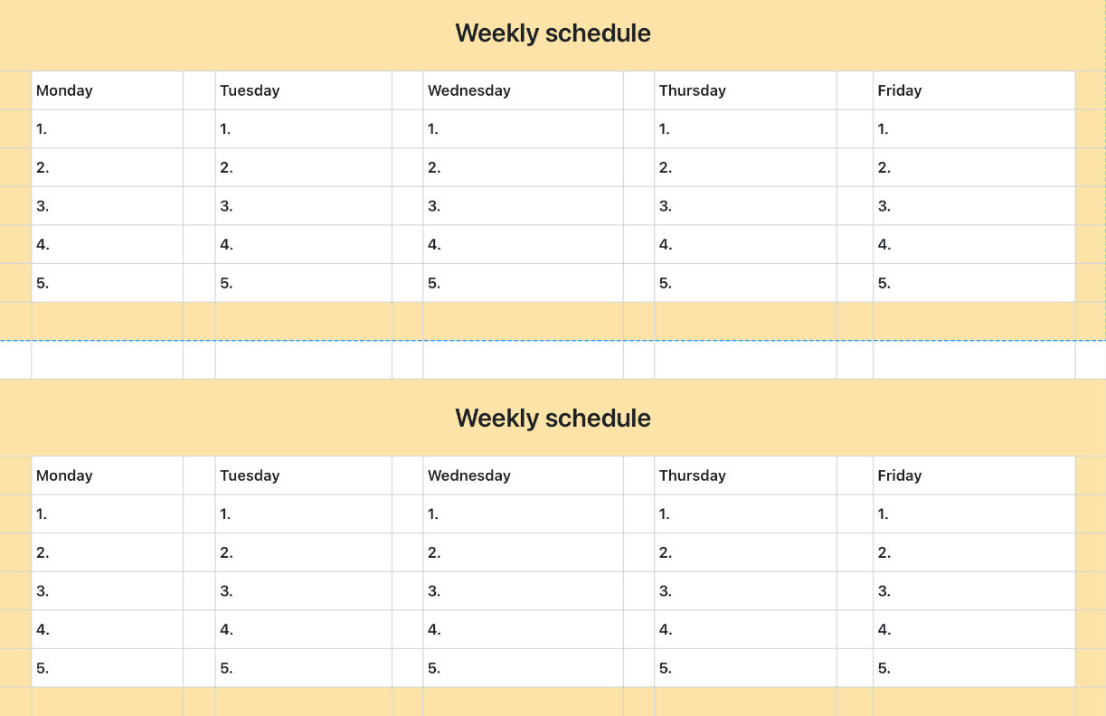 Weekly schedule 1 3